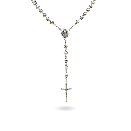 Collana Oro Bianco Oro 18 carati Rosario Pendente  Solo Oro Sfera mm. 8 cm.70