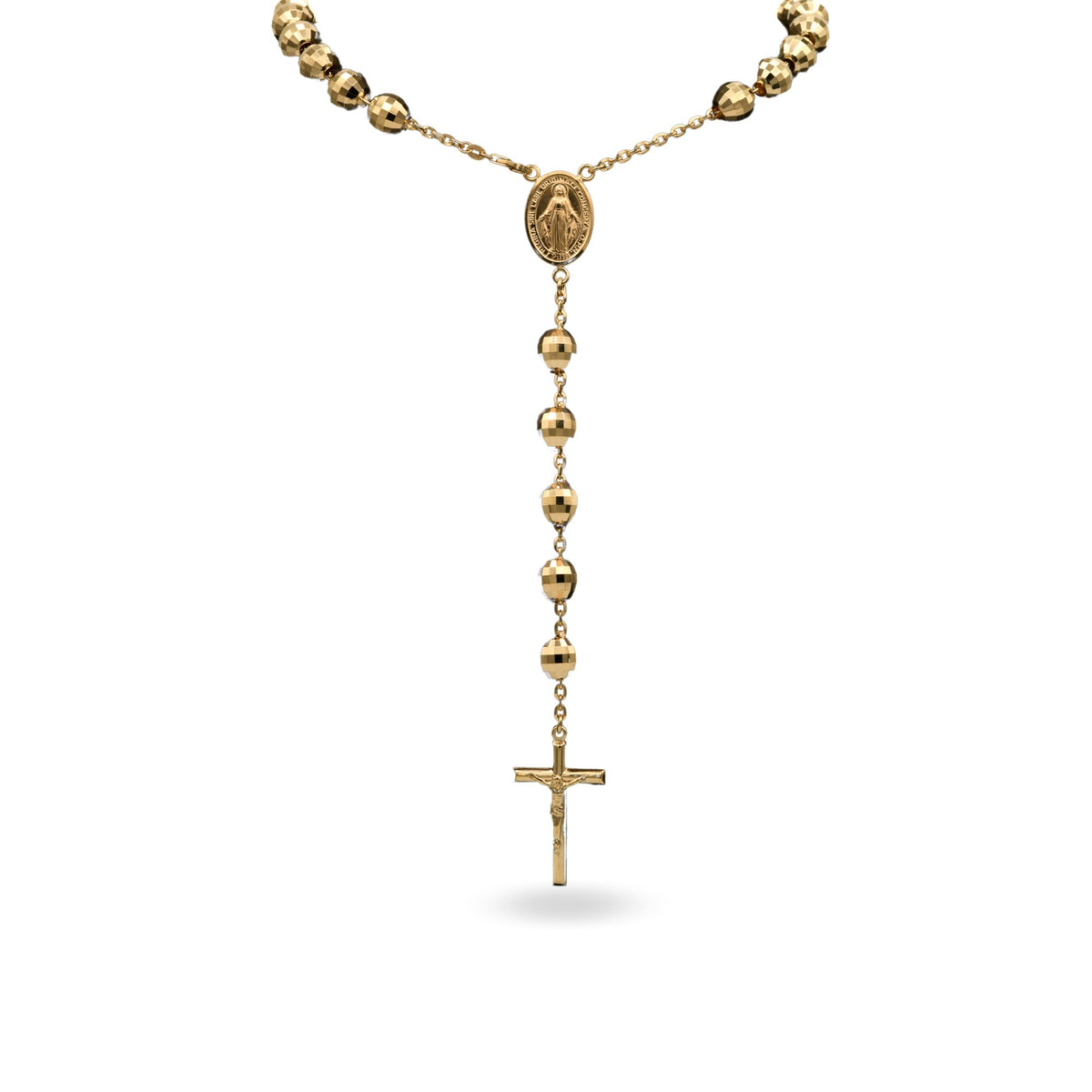 Collana Oro Giallo Oro 18 carati Rosario Pendente  Solo Oro Sfera mm. 10 cm.80