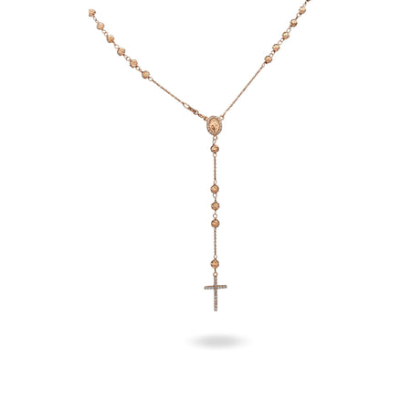 Collana Oro Rosa Oro 18 carati Rosario Pendente Sfere Slash Solo Oro Sfera mm. 4 cm.60
