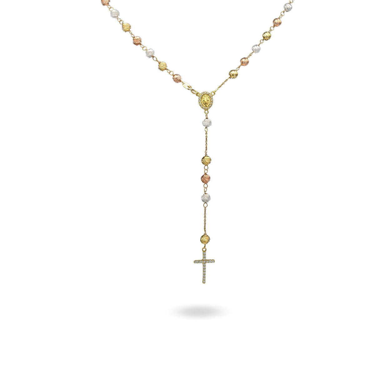 Collana Oro Giallo, Oro Bianco, Oro Rosa Oro 18 carati Rosario Pendente Sfere Slash Solo Oro Sfera mm. 5 cm.60