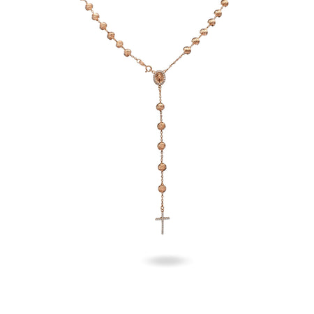Collana Oro Rosa Oro 18 carati Rosario Pendente Sfere Slash Solo Oro Sfera mm. 6 cm.60