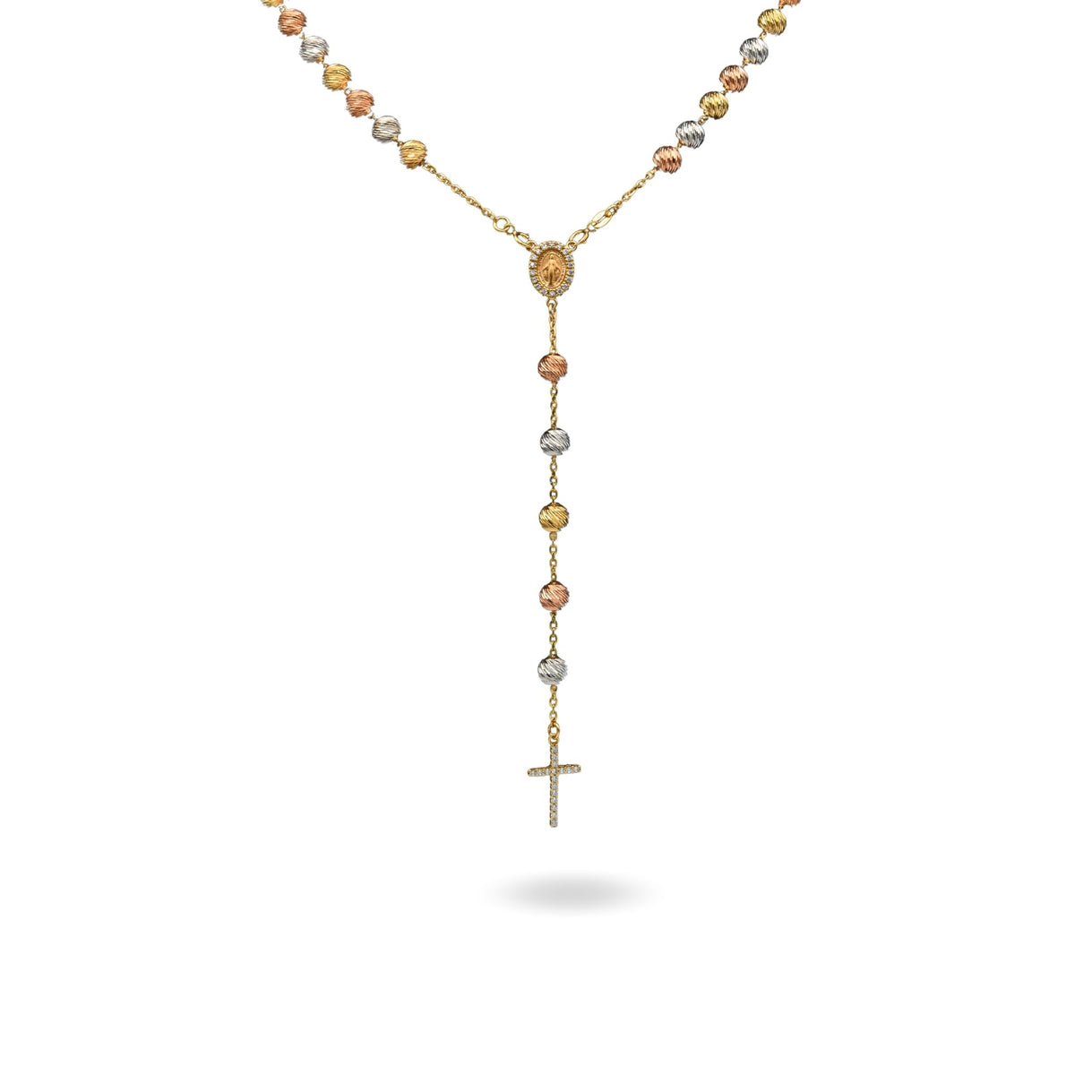 Collana Oro Giallo, Oro Bianco, Oro Rosa Oro 18 carati Rosario Pendente Sfere Slash Solo Oro Sfera mm. 6 cm.60