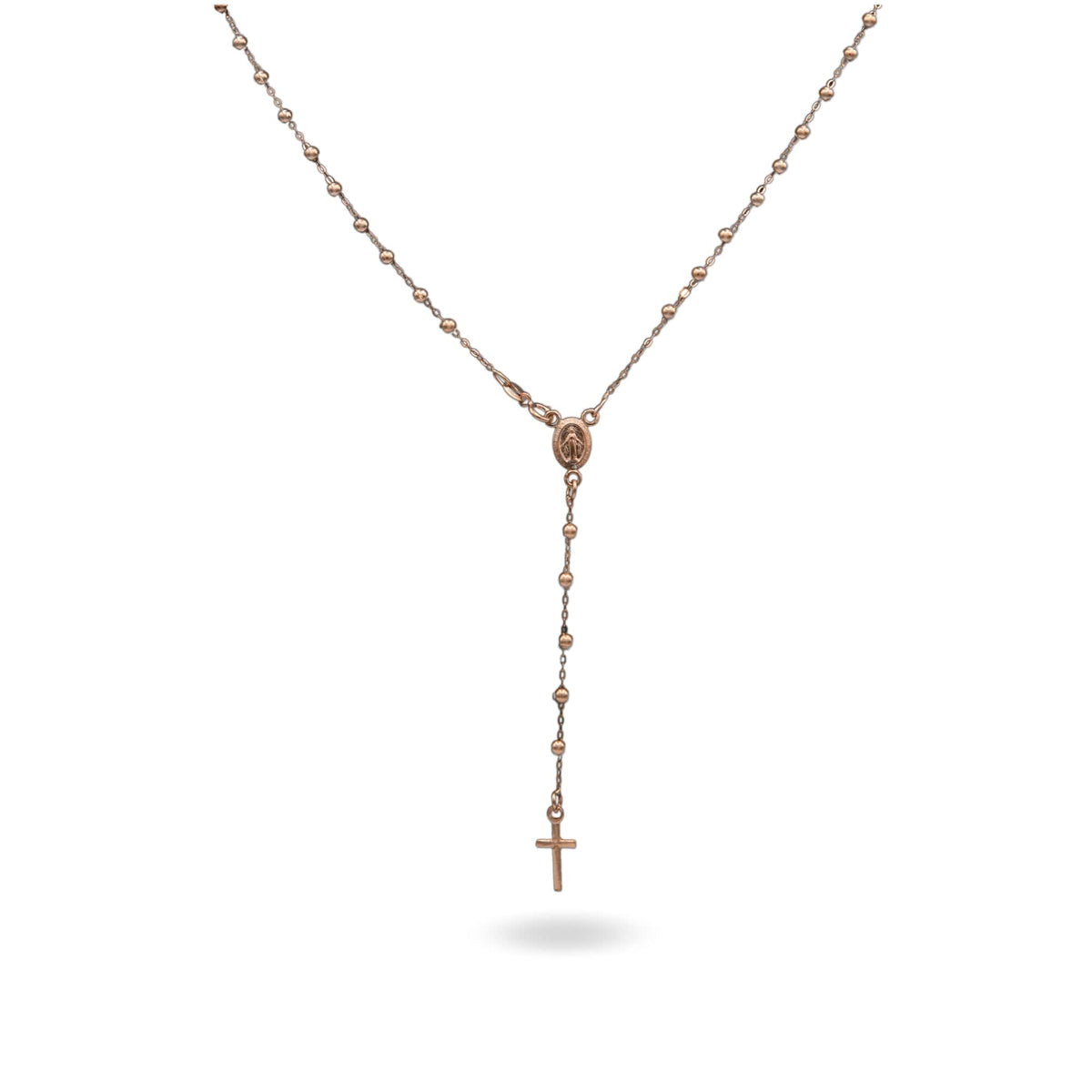 Collana Oro Rosa Oro 18 carati Rosario Pendente Sfere Slash Solo Oro