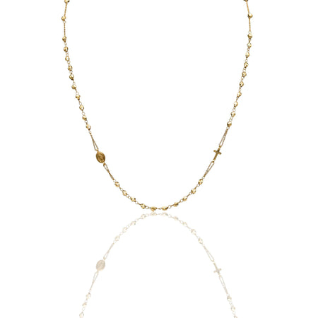 Collana Oro Bianco Oro 18 carati Rosario Girocollo Solo Oro Sfera mm.4 cm.60