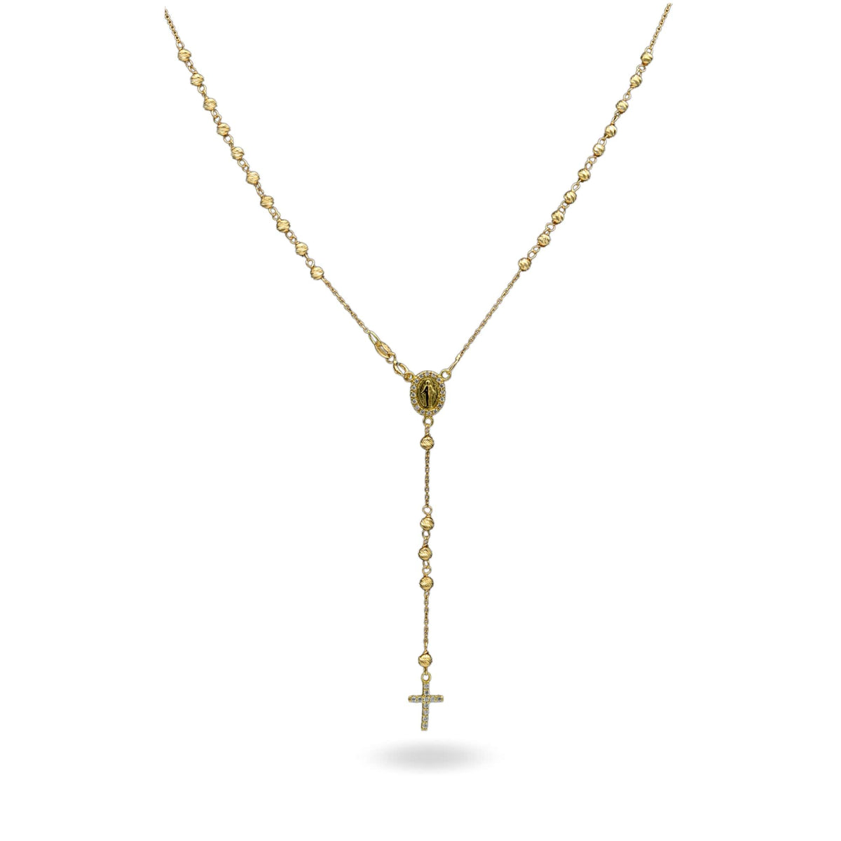 Collana Oro Giallo Oro 18 carati Rosario Pendente Sfere Slash Solo Oro Sfera mm.3 cm.60