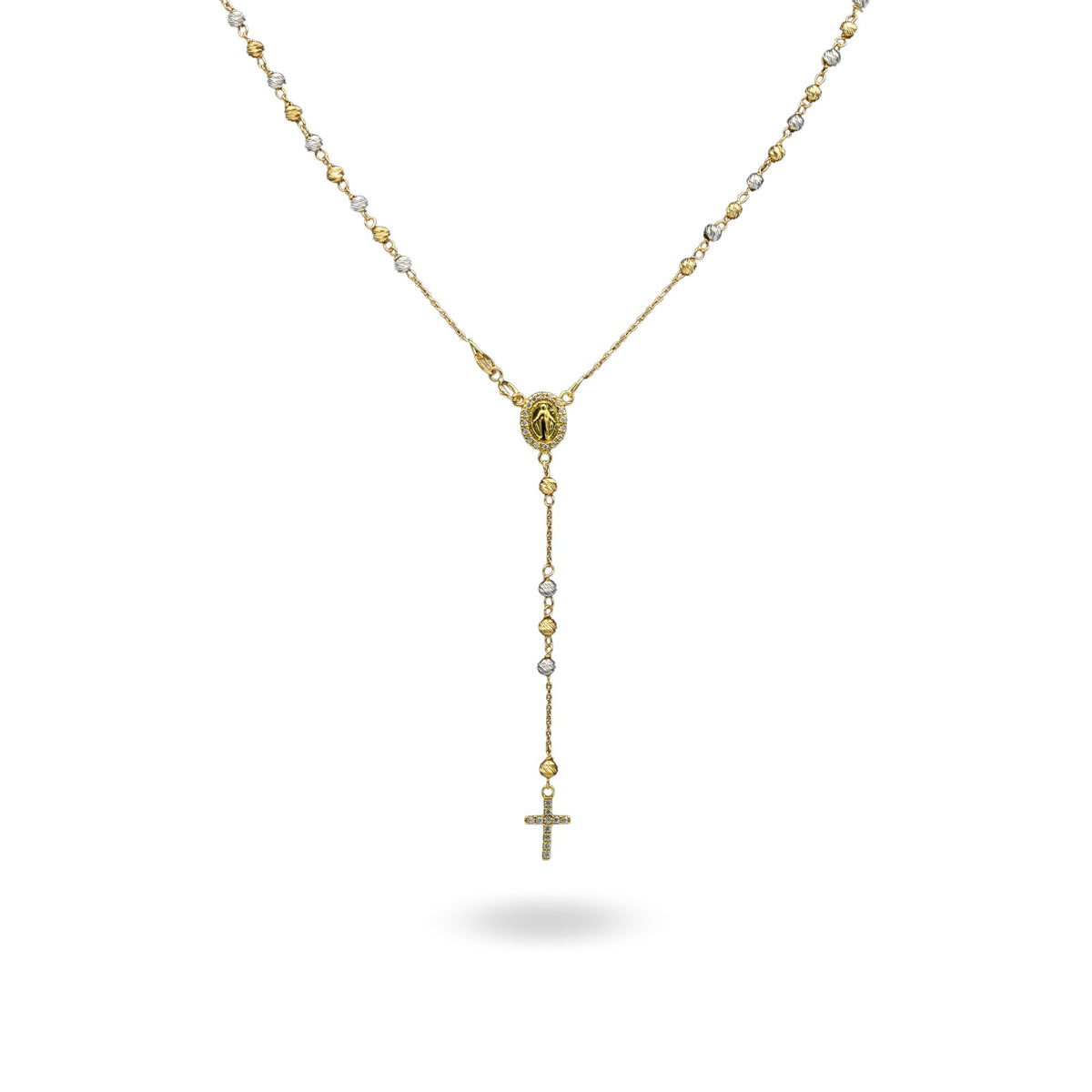 Collana Oro Giallo Oro 18 carati Rosario Pendente Sfere Slash Solo Oro Sfera mm.3 cm.60