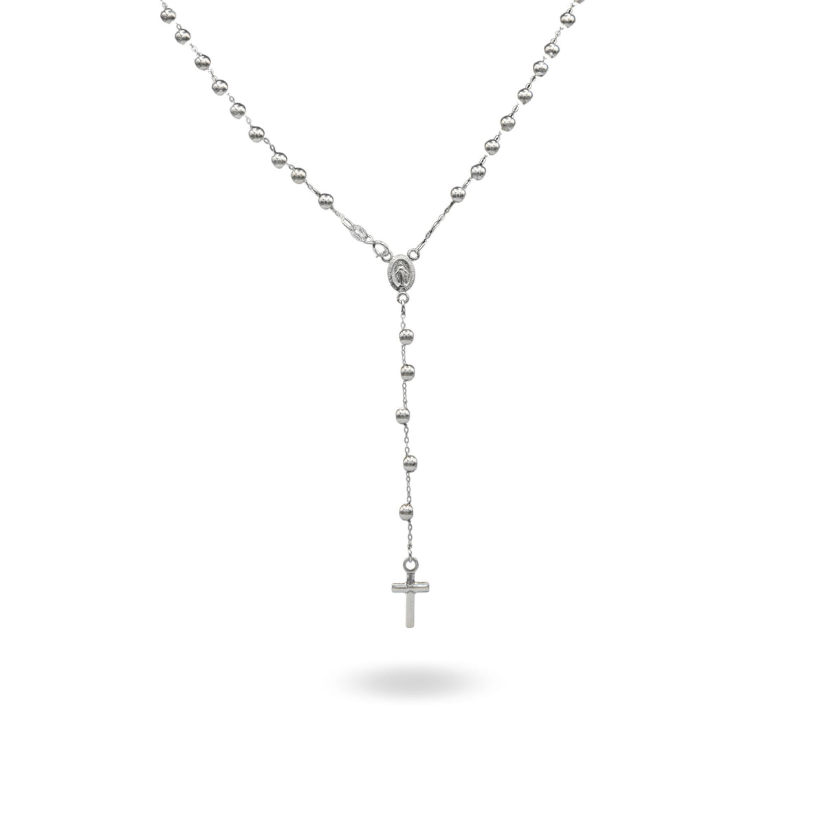 Collana Oro Bianco Oro 18 carati Rosario Pendente Sfere Slash Solo Oro Sfera mm.3 cm.60