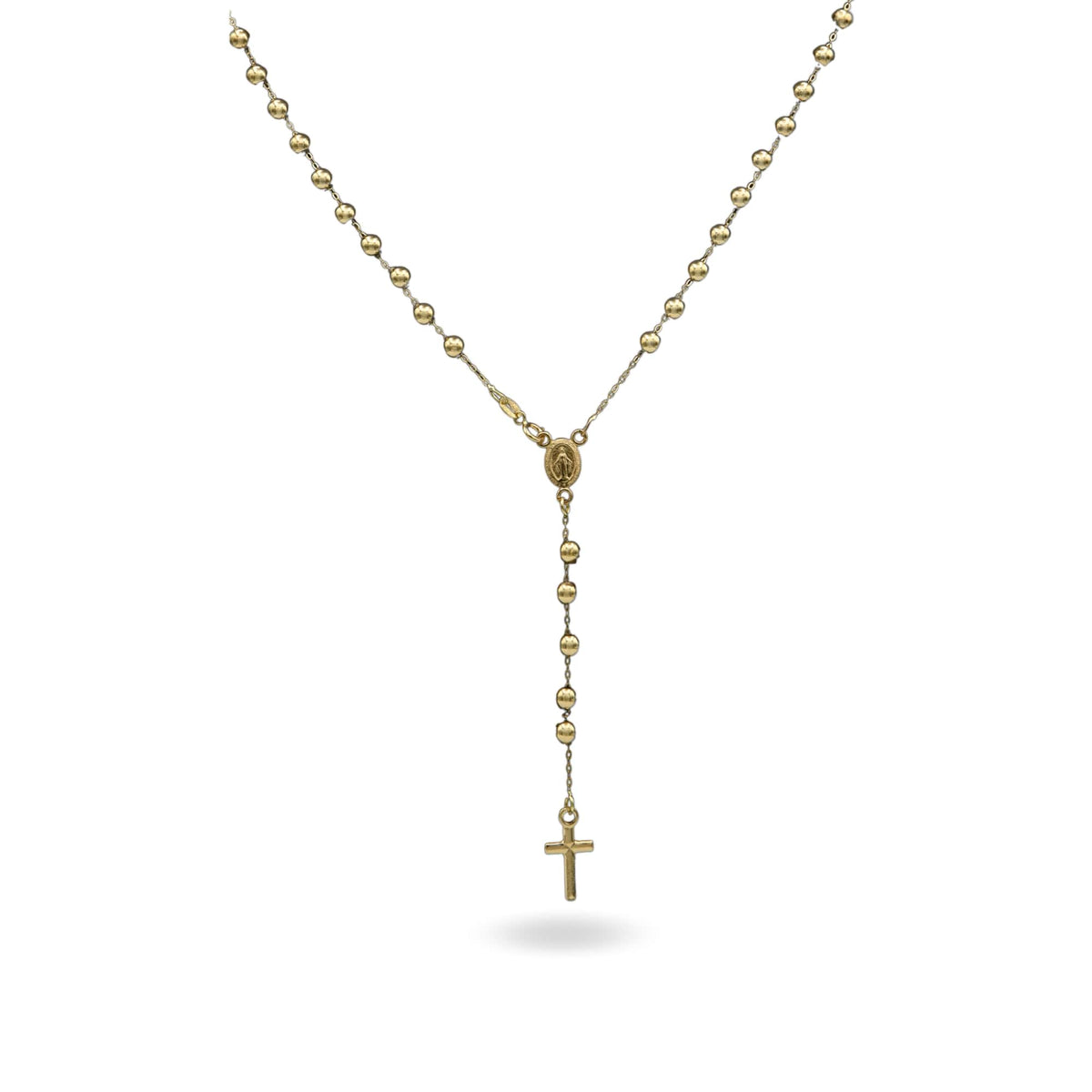 Collana Oro Giallo Oro 18 carati Rosario Pendente Sfere Lisce Solo Oro