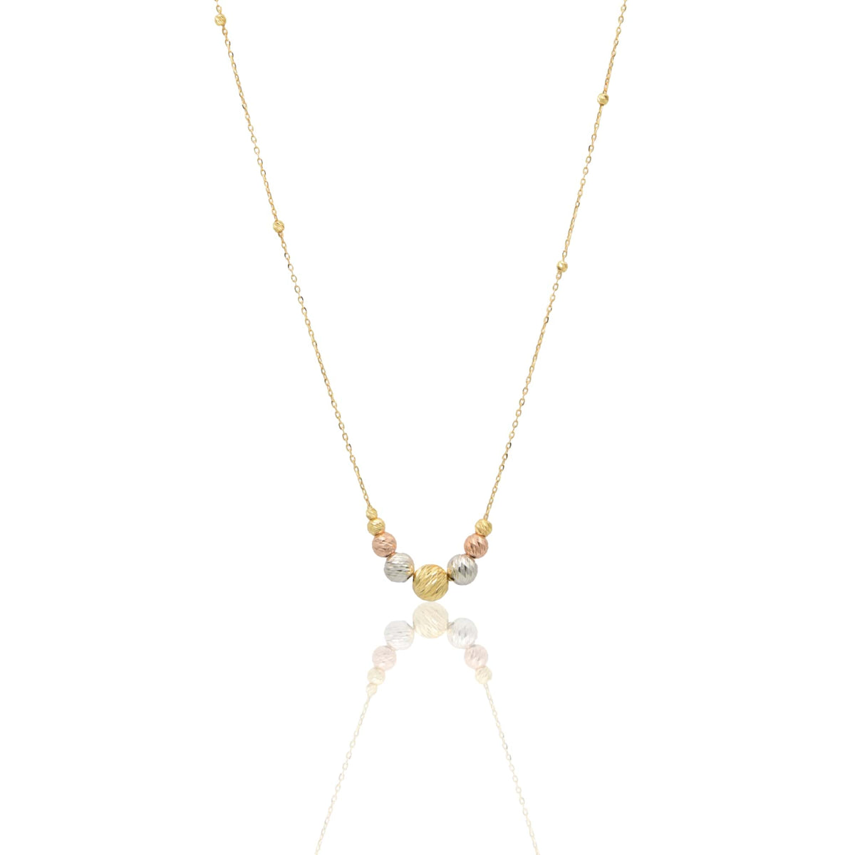 Collana Oro Giallo Oro Bianco, Oro Rosa Oro 18 carati Sfere Slash Centrali A Scalare Solo Oro 