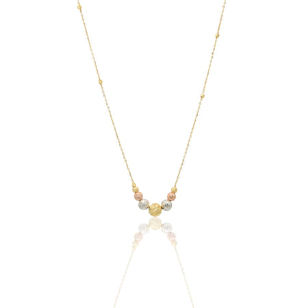 Collana Oro Giallo Oro Bianco, Oro Rosa Oro 18 carati Sfere Slash Centrali A Scalare Solo Oro 