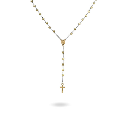 Collana Oro Bianco Oro 18 carati Rosario Modello Pendente Solo Oro 60 cm.Sfera mm. 4