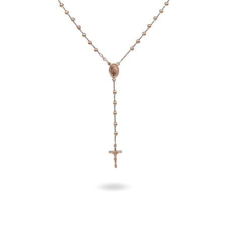 Collana Oro Rosa Oro 18 carati Rosario Modello Pendente Solo Oro 60 cm.Sfera mm. 4