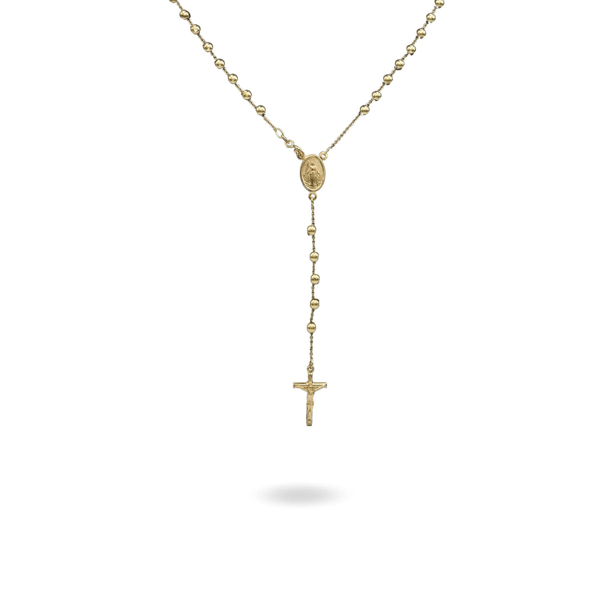 Collana Oro Giallo Oro 18 carati Rosario Modello Pendente Solo Oro 60 cm.Sfera mm. 4