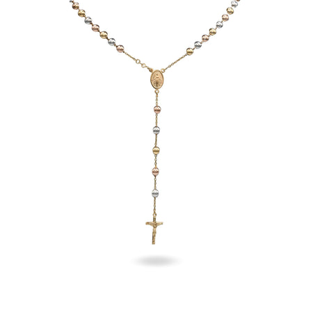 Collana Oro Giallo, Oro Bianco, Oro Rosa Oro 18 carati Rosario Modello Pendente Solo Oro 60 cm.Sfera mm. 6