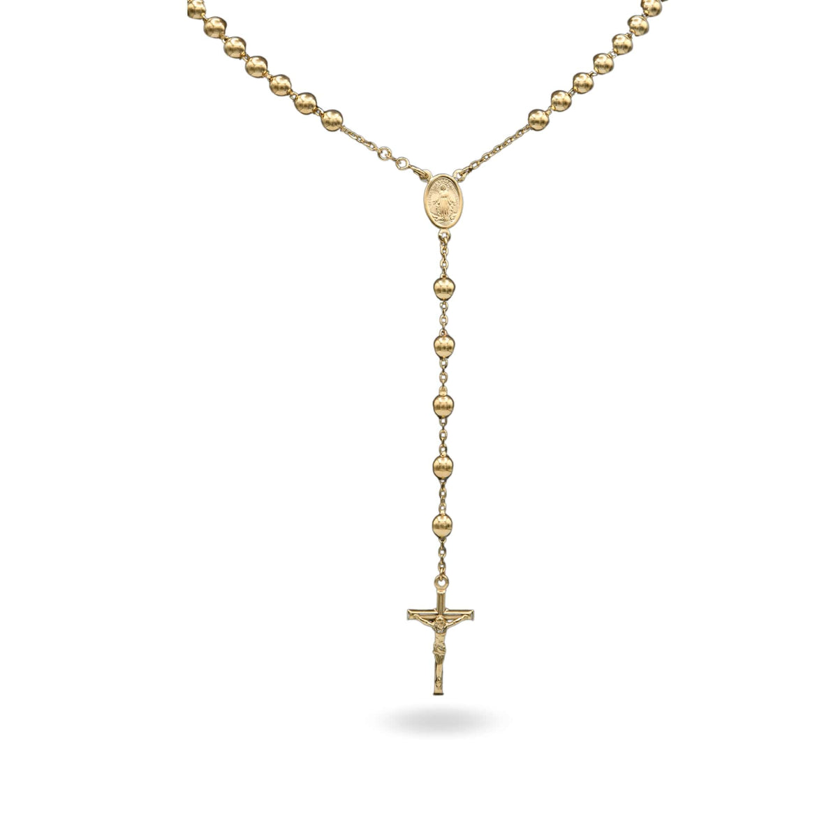 Collana Oro Giallo Oro 18 carati Rosario Modello Pendente Solo Oro 60 cm.Sfera mm. 6