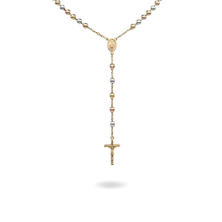 Collana Oro Giallo, Oro Bianco, Oro Rosa Oro 18 carati Rosario Modello Pendente Solo Oro 60 cm.Sfera mm. 6