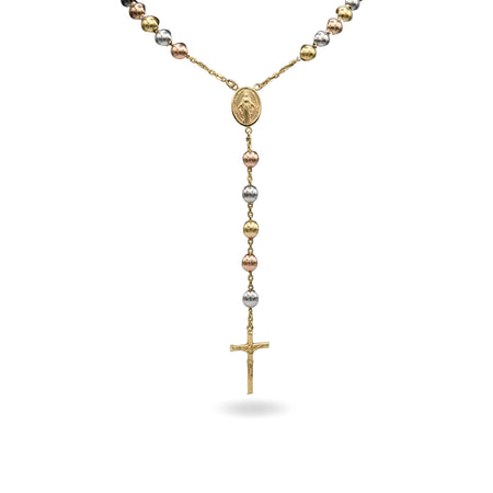 Collana Oro Giallo, Oro Bianco, Oro Rosa Oro 18 carati Rosario Modello Pendente Solo Oro 70 cm.Sfera mm. 10