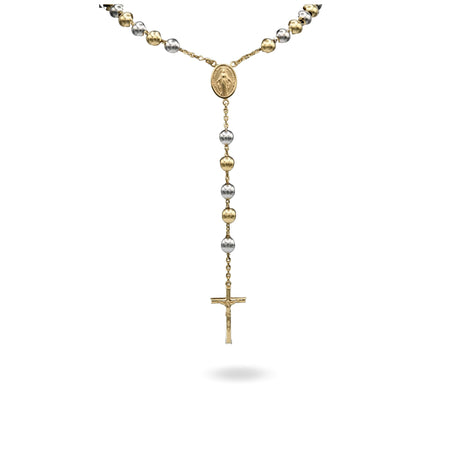 Collana Oro Giallo Oro 18 carati Rosario Modello Pendente Solo Oro 70 cm.Sfera mm. 10