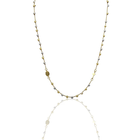 Collana Oro Giallo, Oro Bianco, Oro Rosa Oro 18 carati Rosario Girocollo Solo Oro 60 cm.Sfera mm. 4