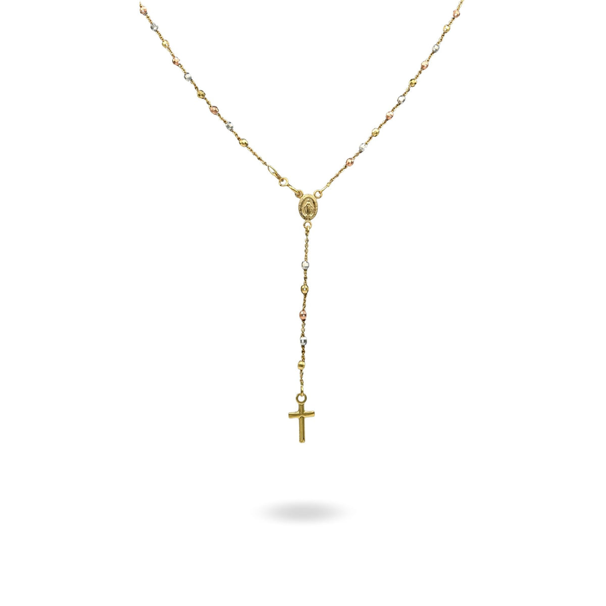 Collana Oro Bianco, Oro Giallo, Oro Rosa Oro 18 carati Rosario Modello Pendente Solo Oro 50 cm.Sfera mm 3
