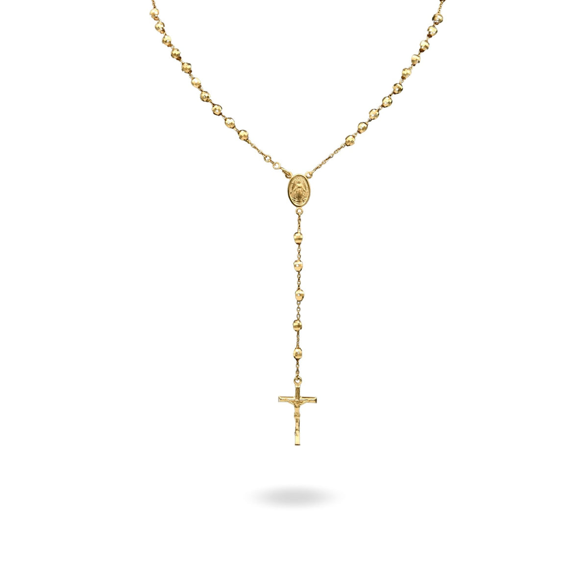 Collana Oro Giallo Oro 18 carati Rosario Modello Pendente Solo Oro 60 cm.Sfera mm 5