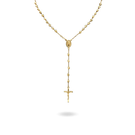 Collana Oro Giallo Oro 18 carati Rosario Modello Pendente Solo Oro 60 cm.Sfera mm 5