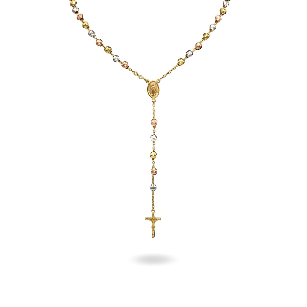 Collana Oro Bianco, Oro Giallo, Oro Rosa Oro 18 carati Rosario Modello Pendente Solo Oro 60 cm.Sfera mm 6