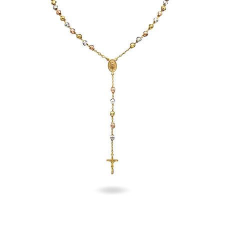 Collana Oro Bianco, Oro Giallo, Oro Rosa Oro 18 carati Rosario Modello Pendente Solo Oro 60 cm.Sfera mm 6