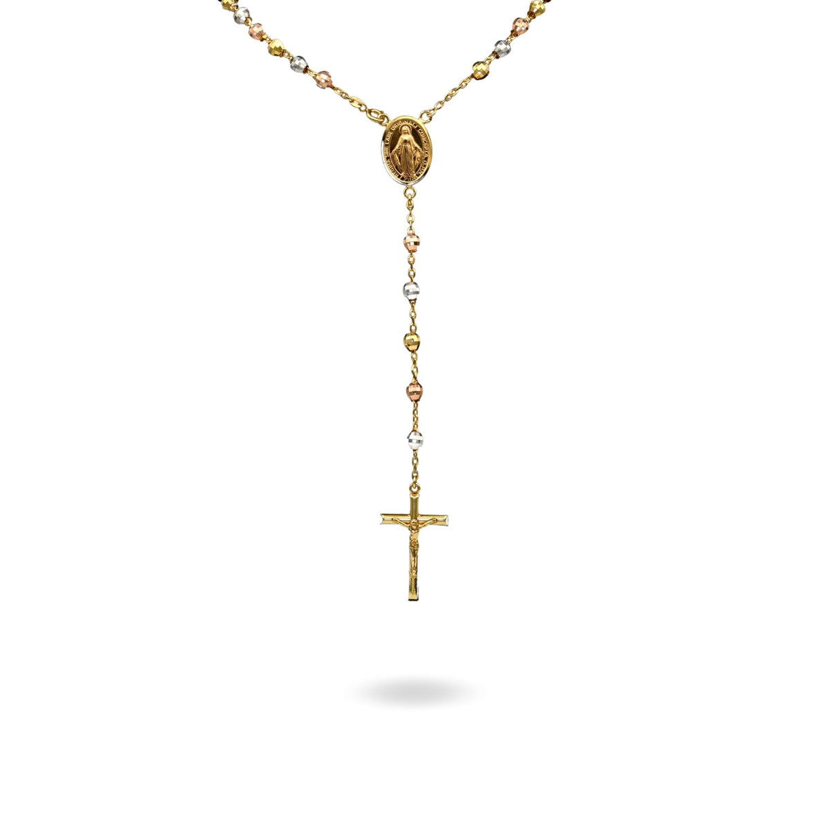 Collana Oro Bianco, Oro Giallo, Oro Rosa Oro 18 carati Rosario Modello Pendente Solo Oro 60 cm.Sfera mm 6