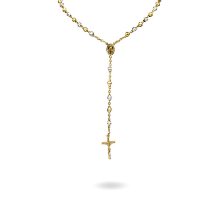 Collana Oro Giallo, Oro Bianco Oro 18 carati Rosario Modello Pendente Solo Oro 60 cm.Sfera mm 6