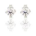 Orecchini Oro Bianco Oro 18 carati Punto Luce Quadrato 4 Griffe Zircone Bianco