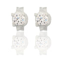 Orecchini Oro Bianco Oro 18 carati Punto Luce Quadrato 4 Griffe Zircone Bianco