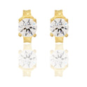 Orecchini Oro Giallo Oro 18 carati Punto Luce Quadrato 4 Griffe Zircone Bianco