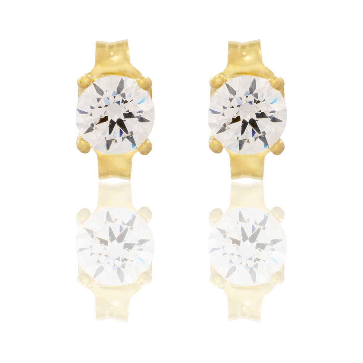 Orecchini Oro Giallo Oro 18 carati Punto Luce Quadrato 4 Griffe Zircone Bianco