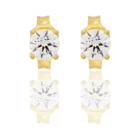 Orecchini Oro Giallo Oro 18 carati Punto Luce Quadrato 4 Griffe Zircone Bianco