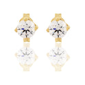 Orecchini Oro Giallo Oro 18 carati Punto Luce Quadrato 4 Griffe Zircone Bianco