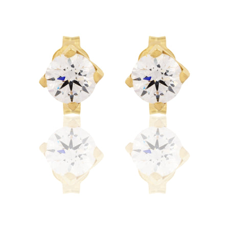 Orecchini Oro Giallo Oro 18 carati Punto Luce Quadrato 4 Griffe Zircone Bianco