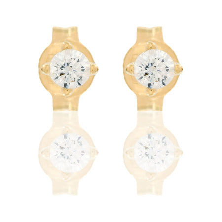 Orecchini Oro Giallo Oro 18 carati Punto Luce Quadrato 4 Griffe Zircone Bianco