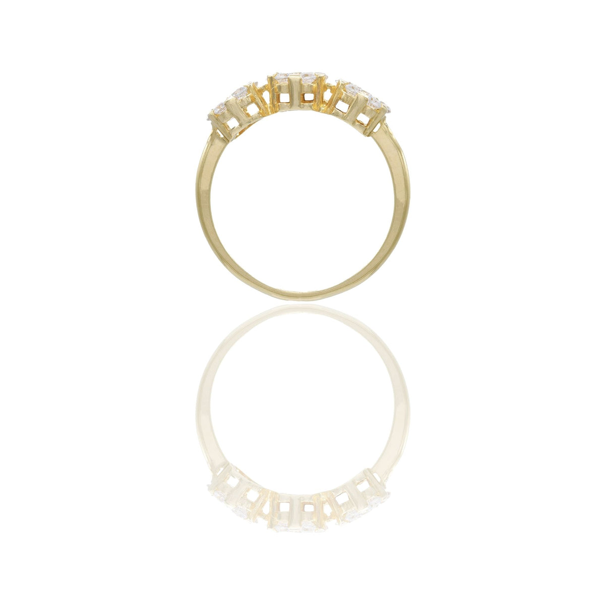 Anello Oro Giallo Oro 18 carati Trilogy Fiore Zirconi Bianchi