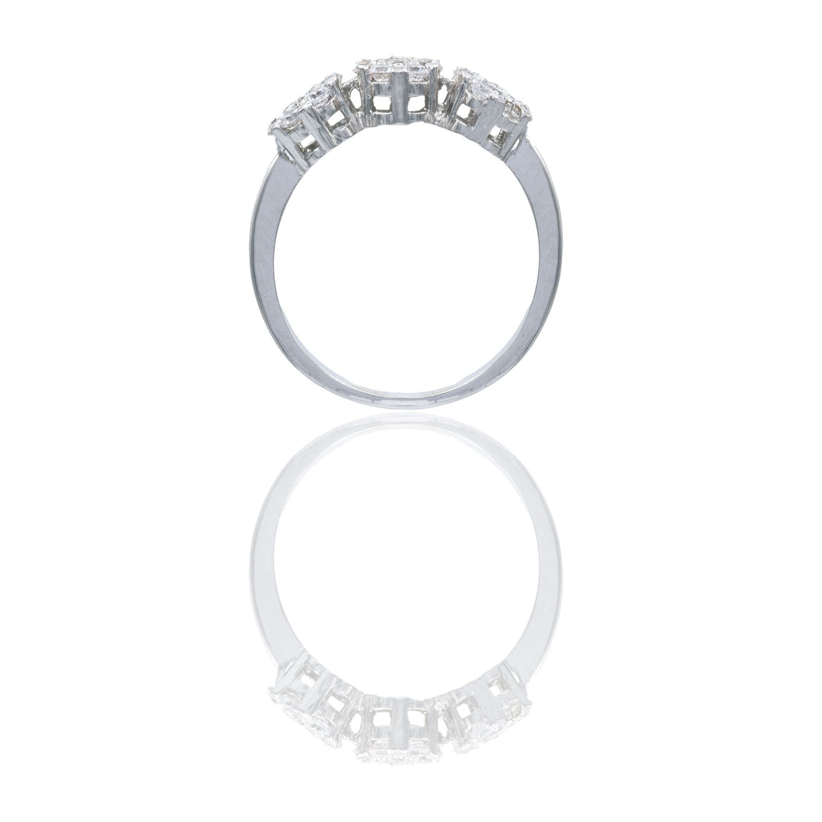 Anello Oro Bianco Oro 18 carati Trilogy Fiore Zirconi Bianchi