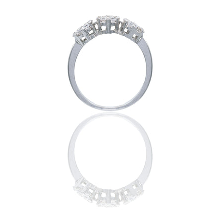 Anello Oro Bianco Oro 18 carati Trilogy Fiore Zirconi Bianchi