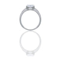 Anello Oro Bianco Oro 18 carati Solitario Pietra Bianca Centrale Con Zirconi Bianchi Su Gambo  Zirconi Bianchi