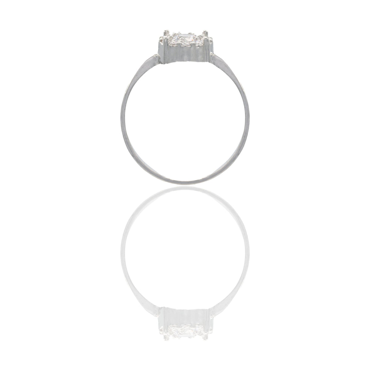 ANELLO DONNA PIETRA BIANCA CENTRALE E CONTORNO PAVE' DI ZIRCONI