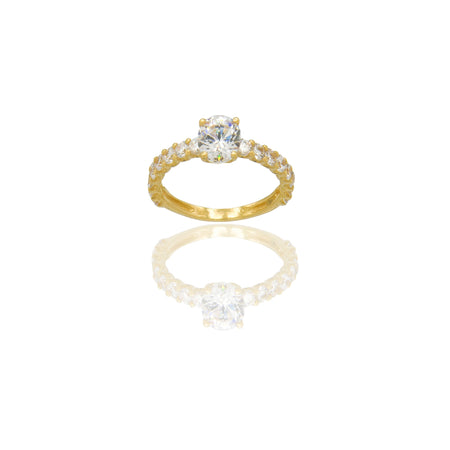 Anelli Oro Giallo Oro 18 carati Magic centro e contorno gambo pavè Zirconi Bianchi spessore gambo 1,6mm spessore pietra 6mm