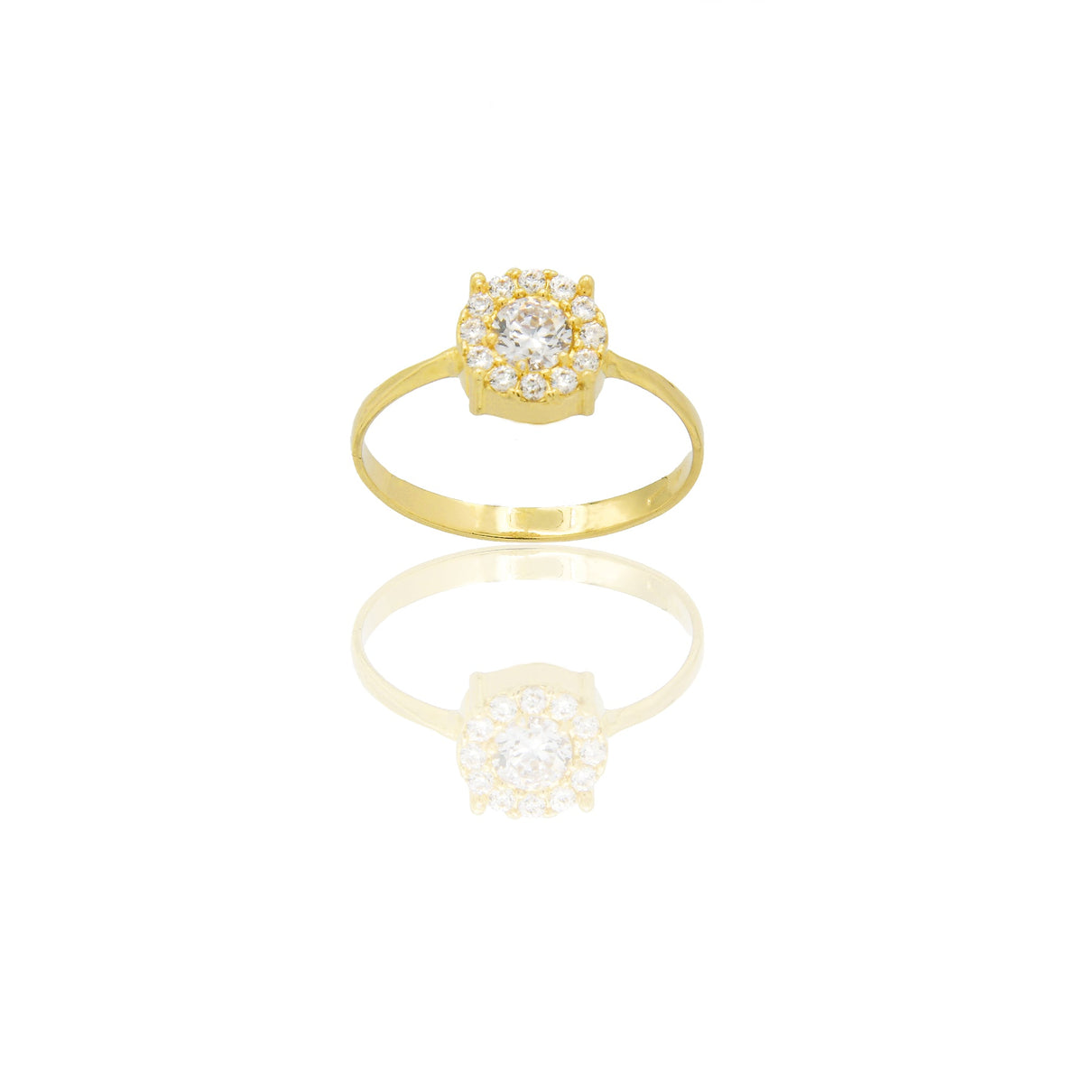 Anelli Oro Giallo Oro 18 carati Magic centro e contorno pavè Zirconi Bianchi spessore gambo 2mm spessore pietra 8mm