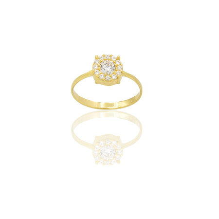 Anelli Oro Giallo Oro 18 carati Magic centro e contorno pavè Zirconi Bianchi spessore gambo 2mm spessore pietra 8mm