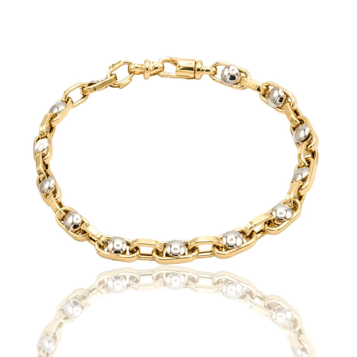 Bracciale Oro Giallo Oro Bianco Oro 18 carati Catena Con Cerch Solo Oro