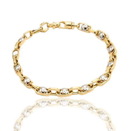 Bracciale Oro Giallo Oro Bianco Oro 18 carati Catena Con Cerch Solo Oro
