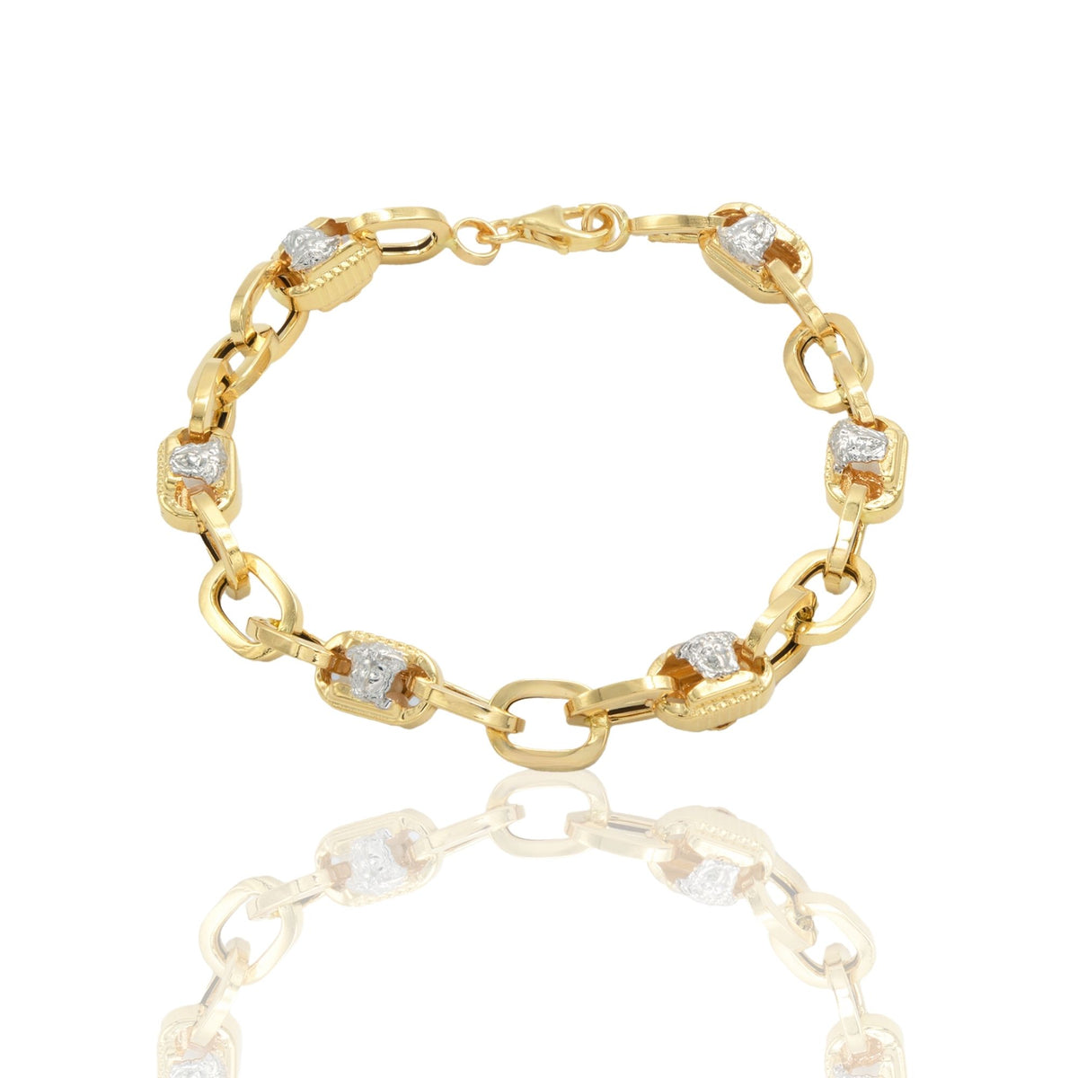 Bracciale Oro Giallo Oro Bianco Oro 18 carati Maglia Rolo' Con Medusa Solo Oro