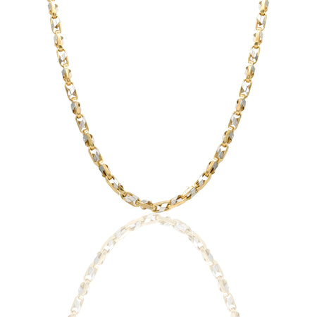Collana Oro Giallo Oro Bianco Oro 18 carati Maglia Intrecciata Solo Oro 60 cm